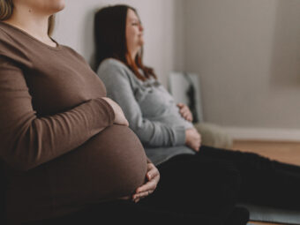Businessfotos Schwangere bei der Meditation